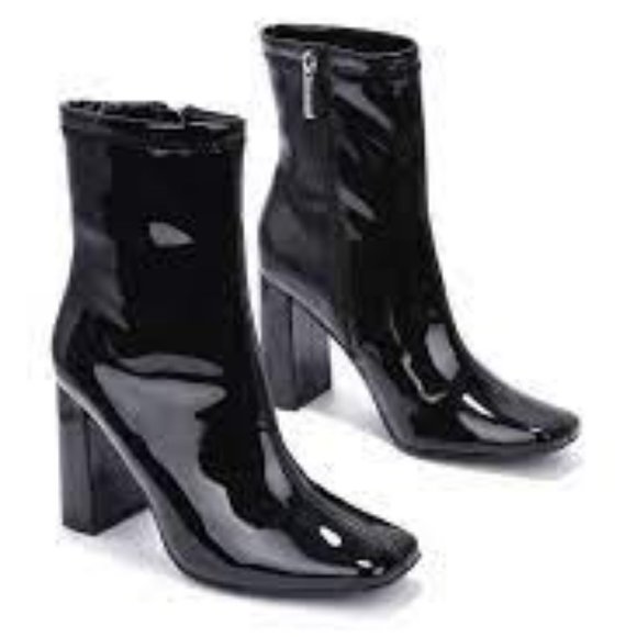 NWT CAPE ROBBIN BELINDA BLOCK HEEL SQUARE TOE BLACK ANKLE BOOTS 5.5 & 8‎ - Picture 2 of 11